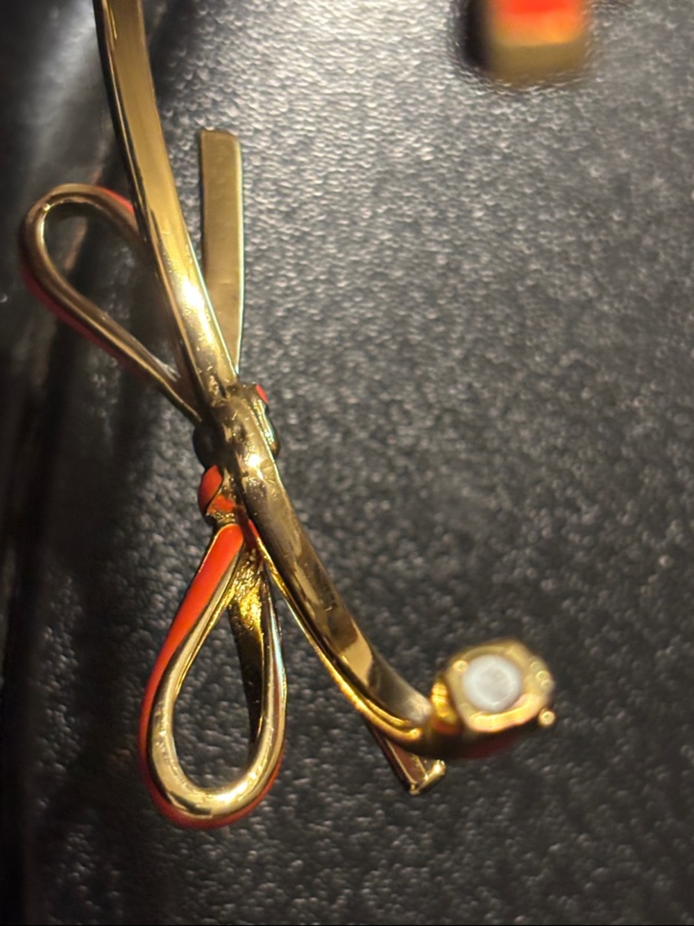 Kate Spade New York Skinny Mini Bow Bangle in Orange Enamel‎ - Picture 8 of 12